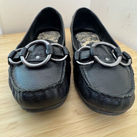 Talbots Black Leather Loafers Silver Rings Women’s Size 8B Walking Casual - Picture 2 of 10